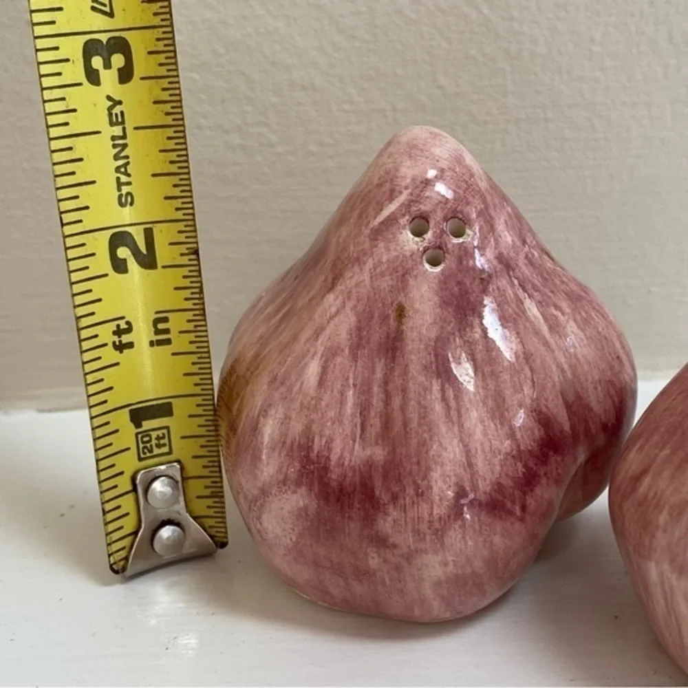 Pier 1 handmade Purple Ceramic Garlic Sale Pepper Shakers